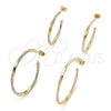 Argolla Mediana 02.379.0053.1.30 Oro Laminado, Diseño de Torcido, con Blanca Cristal, Pulido, Tono Dorado