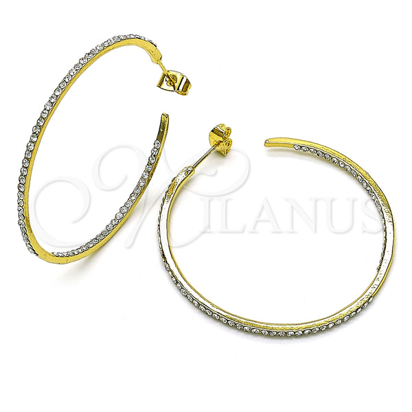 Argolla Mediana 02.379.0055.1.45 Oro Laminado, con Blanca Cristal, Pulido, Tono Dorado