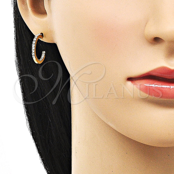 Argolla Pequeña 02.379.0056.1.20 Oro Laminado, con Blanca Cristal, Pulido, Tono Dorado