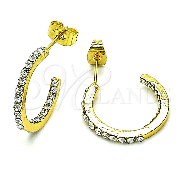 Argolla Pequeña 02.379.0056.1.20 Oro Laminado, con Blanca Cristal, Pulido, Tono Dorado
