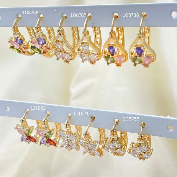Kit Surtido de 30 Argollas con Zirconia de Oro Laminado al por mayor — SKU 152687