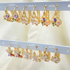 Kit Surtido de 30 Argollas con Zirconia de Oro Laminado al por mayor — SKU 152687