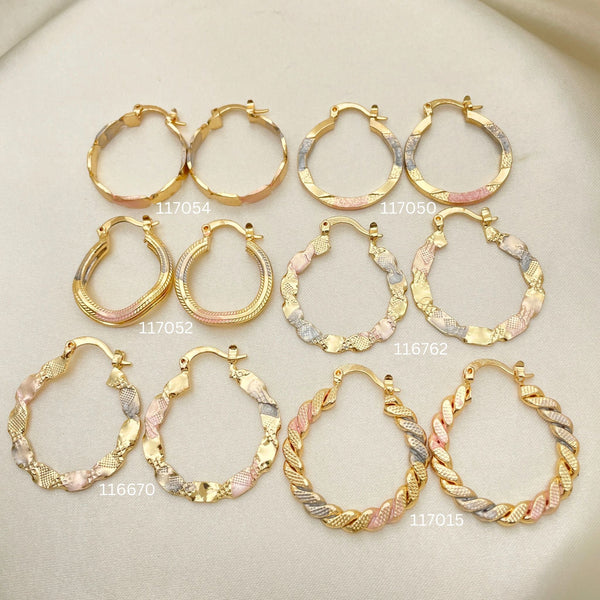 Kit Surtido de 30 Argollas Tricolor de 30 mm de Oro Laminado al por mayor — SKU 152689
