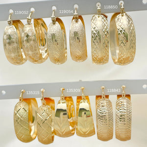 Kit Surtido de 30 Argollas Tipo Domo de Corte Diamantado de Oro Laminado al por mayor — SKU 152690