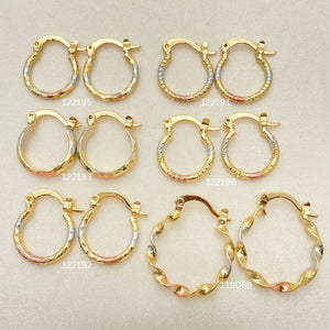 Kit Surtido de 40 Argollas Infantiles Tricolor de Oro Laminado al por mayor — SKU 152694