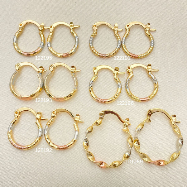 Kit Surtido de 40 Argollas Infantiles Tricolor de Oro Laminado al por mayor — SKU 152694