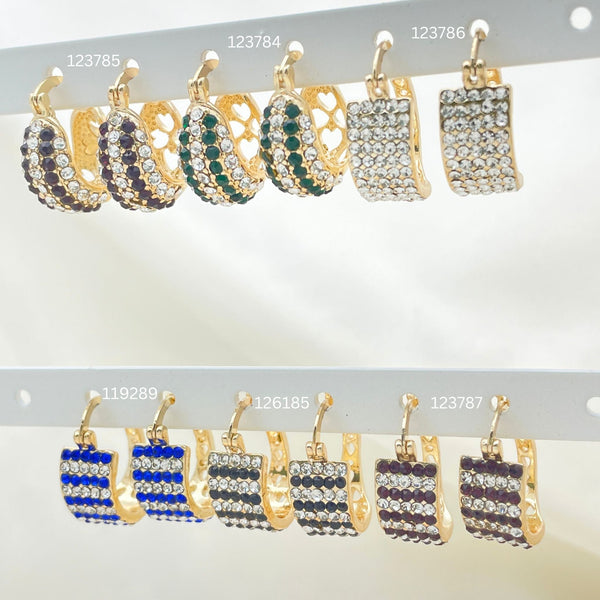 Kit Surtido de 30 Argollas con Piedras Múltiples de Oro Laminado al por mayor — SKU 152701