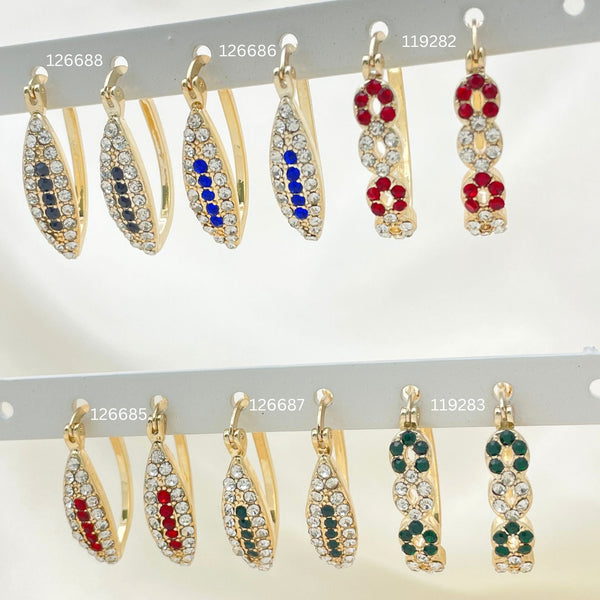 Kit Surtido de 30 Argollas con Piedras Múltiples de Oro Laminado al por mayor — SKU 152703