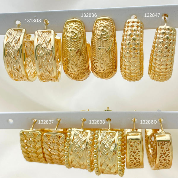 Kit Surtido de 30 Argollas con Diseños de Oro Laminado al por mayor — SKU 152705