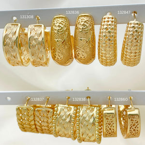Kit Surtido de 30 Argollas con Diseños de Oro Laminado al por mayor — SKU 152705