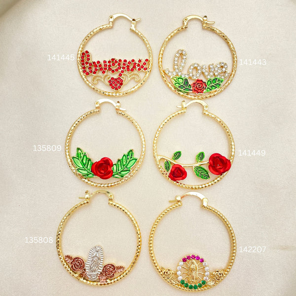 Kit Surtido de 25 Argollas con Diseños de Oro Laminado al por mayor — SKU 152707