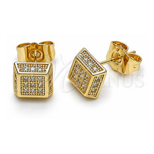 Arete Dormilona 02.344.0011.2 Oro Laminado, con Blanca Micro Pave, Pulido, Tono Dorado