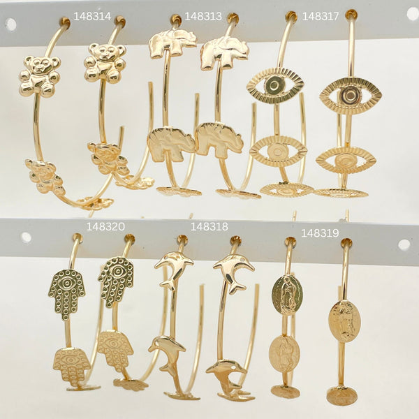 Kit Surtido de 25 Argollas de la Suerte con Diseños de Oro Laminado al por mayor — SKU 152717
