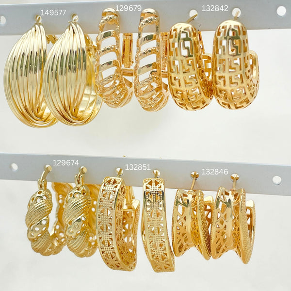 Kit Surtido de 30 Argollas con Diseños de Oro Laminado al por mayor — SKU 152719