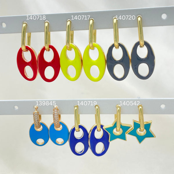 Kit Surtido de 30 Argollas Huggies con Esmalte y Zirconia de Colores de Oro Laminado al por mayor — SKU 152723