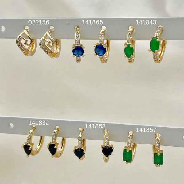 Kit Surtido de 30 Argollas Huggies con Zirconia de Colores de Oro Laminado al por mayor — SKU 152724
