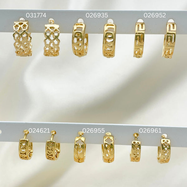 Kit Surtido de 50 Argollas Huggies Doradas de Oro Laminado al por mayor — SKU 152732