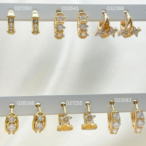 Kit Surtido de 30 Argollas Huggies Delicadas de Oro Laminado al por mayor — SKU 152733
