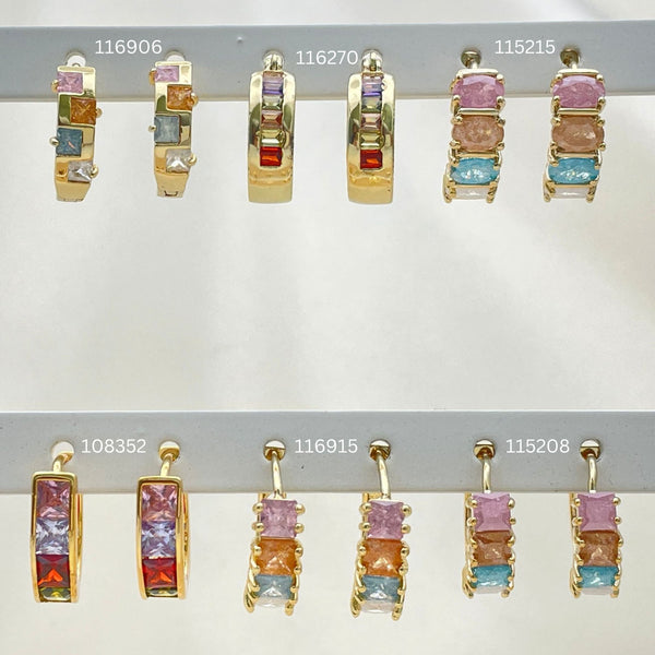Kit Surtido de 28 Argollas Huggies de Colores de Oro Laminado al por mayor — SKU 152741