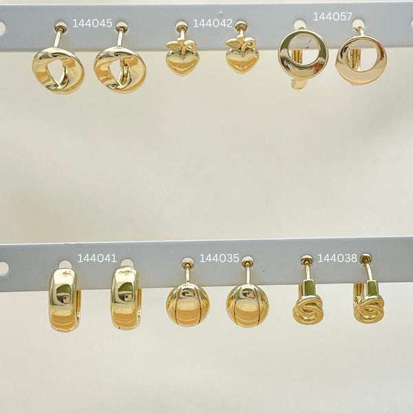 Kit Surtido de 50 Argollas Huggies Doradas de Oro Laminado al por mayor — SKU 152743