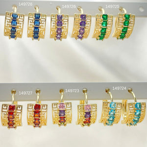Kit Surtido de 30 Argollas Huggies con Llave Griega de Oro Laminado al por mayor — SKU 152744