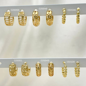 Kit Surtido de 50 Argollas Huggies Doradas de Oro Laminado al por mayor — SKU 152747