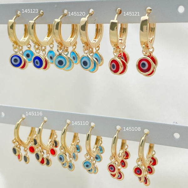 Kit Surtido de 30 Argollas Huggies con Ojo Turco de Oro Laminado al por mayor — SKU 152750