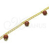 Tobillera de Dije 03.63.2073.10 Oro Laminado, Diseño de Cubana, con Onix Negro Goldstone Venturina, Pulido, Tono Dorado (04 MM Thickness, 10 Inches Length)