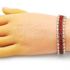 Pulsera Tennis 03.341.0201.1.07 Oro Laminado, Diseño de Baguette, con Granate and Blanca Zirconia Cubica, Pulido, Tono Dorado (11 MM Thickness, 7 Inches Length)