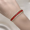 Pulsera Tennis 03.341.0201.1.07 Oro Laminado, Diseño de Baguette, con Granate and Blanca Zirconia Cubica, Pulido, Tono Dorado (11 MM Thickness, 7 Inches Length)