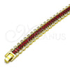 Pulsera Tennis 03.341.0201.1.07 Oro Laminado, Diseño de Baguette, con Granate and Blanca Zirconia Cubica, Pulido, Tono Dorado (11 MM Thickness, 7 Inches Length)