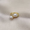 Anillo Multi Piedra 01.341.0097 Oro Laminado, con Micro Pave Blanca y Perla Marfil, Pulido, Tono Dorado (Talla Unica)