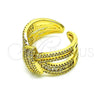 Anillo Multi Piedra 01.341.0099 Oro Laminado, Diseño de Arco y Baguette, con Blanca Zirconia Cubica and Blanca Micro Pave, Pulido, Tono Dorado (One size fits all)