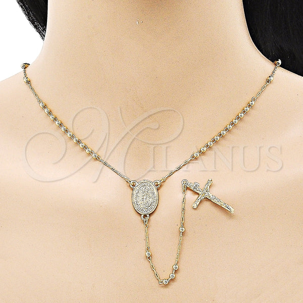 Rosario Fino 09.213.0045.18 Oro Laminado, Diseño de Guadalupe y Crucifijo, Pulido, Tono Dorado