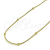 Gargantilla Elegante 04.213.0296.18 Oro Laminado, Diseño de Bola y Cola de Raton, Pulido, Tono Dorado (01 MM Thickness, 18 Inches Length)