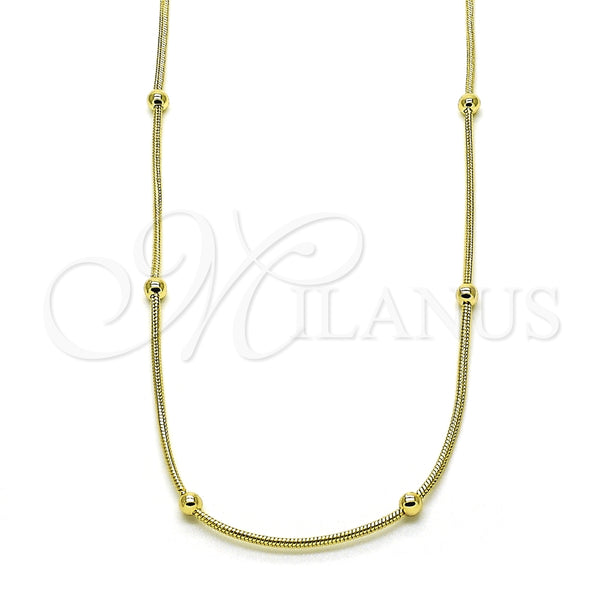 Gargantilla Elegante 04.213.0296.18 Oro Laminado, Diseño de Bola y Cola de Raton, Pulido, Tono Dorado (01 MM Thickness, 18 Inches Length)