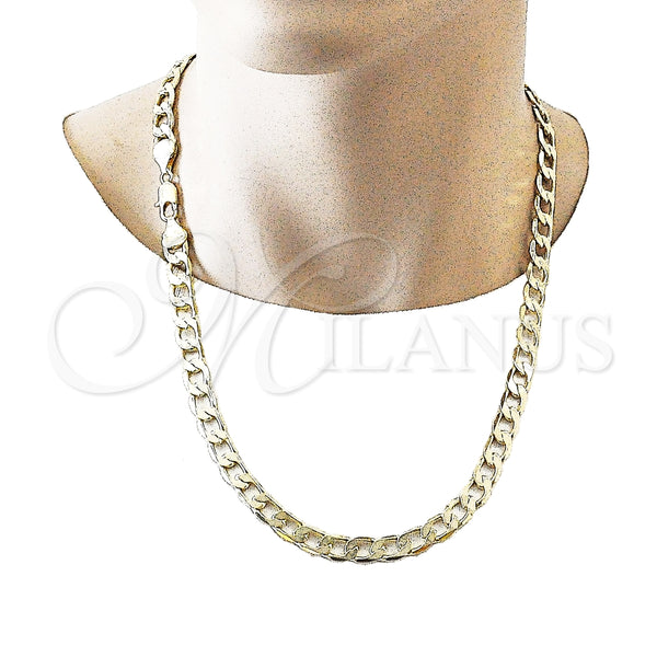 Gargantilla Basica 04.213.0299.24 Oro Laminado, Diseño de Cubana, Pulido, Tono Dorado (09 MM Thickness, 24 Inches Length)