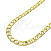Gargantilla Basica 04.213.0299.24 Oro Laminado, Diseño de Cubana, Pulido, Tono Dorado (09 MM Thickness, 24 Inches Length)