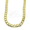 Gargantilla Basica 04.213.0299.24 Oro Laminado, Diseño de Cubana, Pulido, Tono Dorado (09 MM Thickness, 24 Inches Length)
