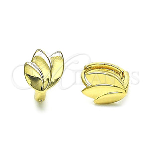 Argolla Huggie 02.213.0476.12 Oro Laminado, Diseño de Oja, Pulido, Tono Dorado