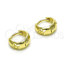 Argolla Huggie 02.213.0481.12 Oro Laminado, Diseño de Flor, Pulido, Tono Dorado