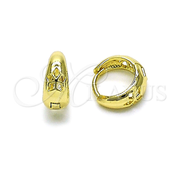 Argolla Huggie 02.213.0481.12 Oro Laminado, Diseño de Flor, Pulido, Tono Dorado