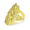 Anillo Elegante 01.233.0032.09 Oro Laminado, Diseño de Flor y Flecha, Diamantado, Tono Dorado (Size 9)