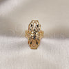 Anillo Elegante 01.233.0032.09 Oro Laminado, Diseño de Flor y Flecha, Diamantado, Tono Dorado (Size 9)