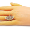 Anillo Elegante 01.233.0033.08 Oro Laminado, Diseño de File, Diamantado, Tono Dorado (Size 8)