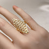 Anillo Elegante 01.233.0033.08 Oro Laminado, Diseño de File, Diamantado, Tono Dorado (Size 8)