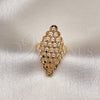 Anillo Elegante 01.233.0033.08 Oro Laminado, Diseño de File, Diamantado, Tono Dorado (Size 8)