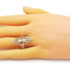 Anillo Elegante 01.233.0034.07 Oro Laminado, Diseño de File, Diamantado, Tono Dorado (Size 7)