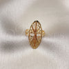 Anillo Elegante 01.233.0034.07 Oro Laminado, Diseño de File, Diamantado, Tono Dorado (Size 7)