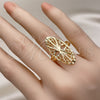 Anillo Elegante 01.233.0034.08 Oro Laminado, Diseño de File, Diamantado, Tono Dorado (Size 8)